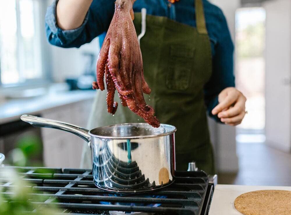 rizar las patas del pulpo