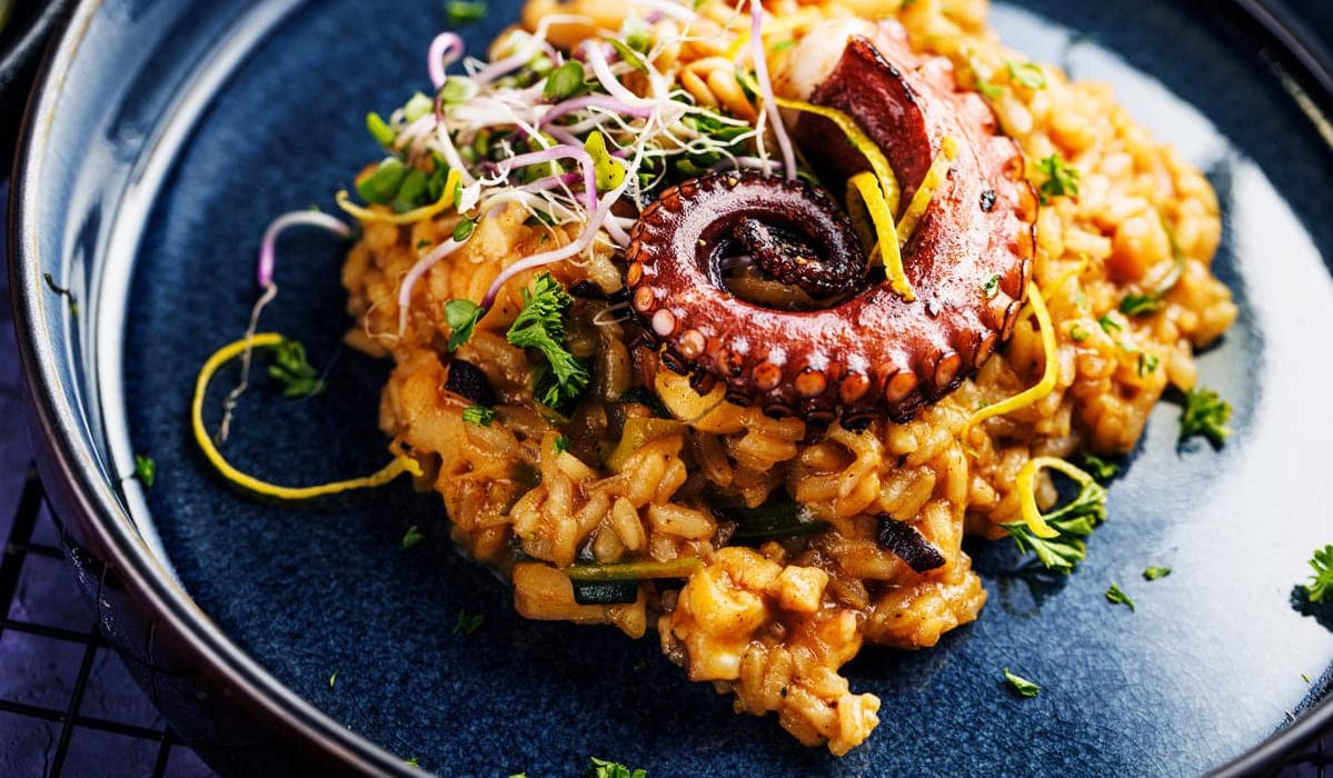 receta de risotto de pulpo