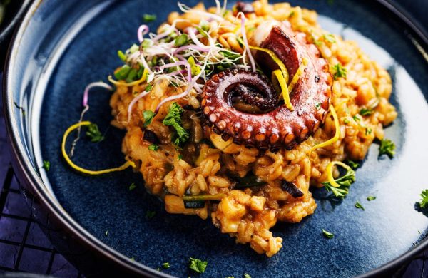 receta de risotto de pulpo